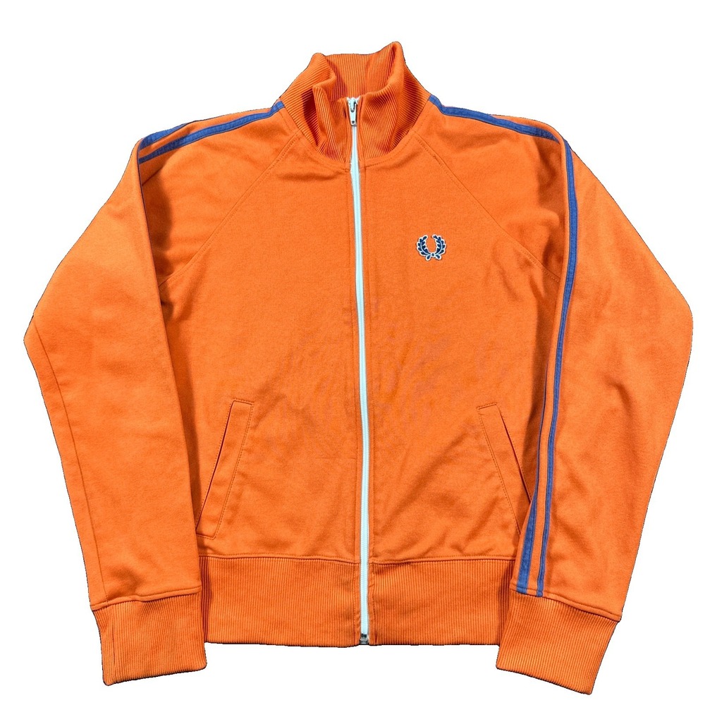 Fred Perry Track Top Jacket Orange Size 8 Mens Full Zip Portugal